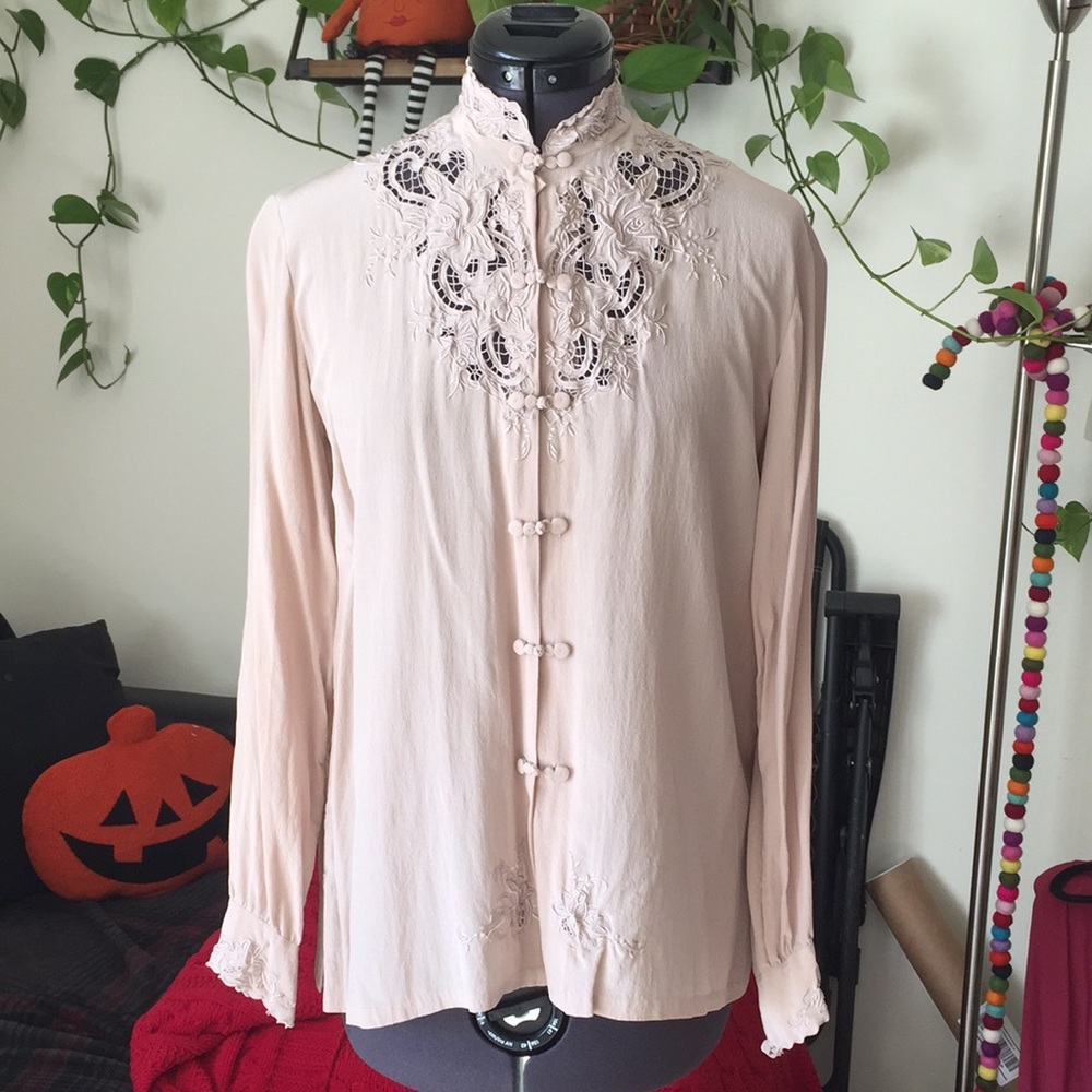 ✨Two ✨Red & Cream 100% Silk Shirts 1980’s